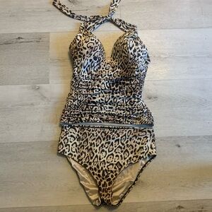 VICTORIA'S SECRET TANKINI TOP PUSH~UP BIKINI set ANIMAL PRINT MULTI COLOR size M